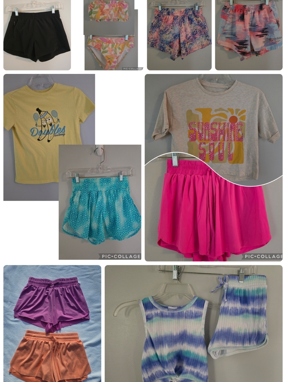 Girl's Summer Clothes Bundle. 8 Pairs Of Shorts, I Bikini And 3 Tops. Size 10